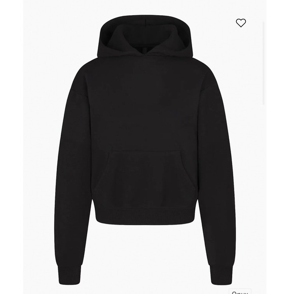 NEW SKIMS M Cotton Fleece Classic Pullover Hoodie Onyx Black Womens